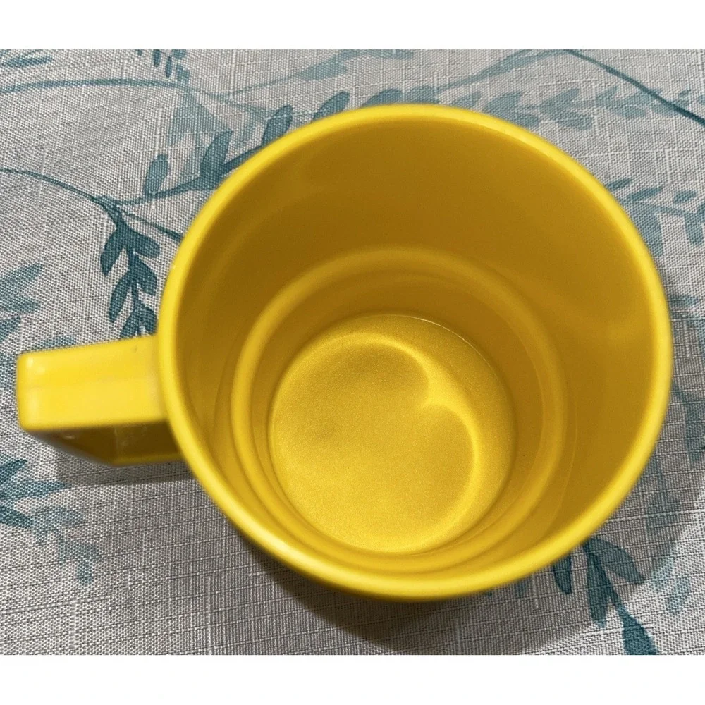 Vintage Tupperware‎ 1312-10 Stacking  Yellow Mug W/Brown Lid Coaster 1313-4